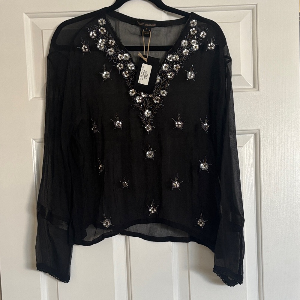 Embellished Black Blouse
